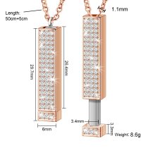 Queenberry Personalized Custom Text Laser Engraving Name Date Initial Steel Ip Rose Gold Bar Dangle Hidden Pendant Chain Necklace Gift F/boyfriend Girlfriend Birthday Anniversary Valentines Day - 30mm