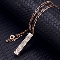 Queenberry Personalized Custom Text Laser Engraving Name Date Initial Steel Ip Rose Gold Bar Dangle Hidden Pendant Chain Necklace Gift F/boyfriend Girlfriend Birthday Anniversary Valentines Day - 30mm