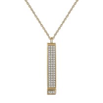 Queenberry Personalized Custom Text Laser Engraving Name Date Initial Steel Ip Gold Bar Dangle Hidden Pendant Chain Necklace Gift F/boyfriend Girlfriend Birthday Anniversary Valentines Day - 30mm