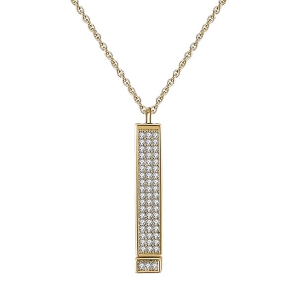 Queenberry Personalized Custom Text Laser Engraving Name Date Initial Steel Ip Gold Bar Dangle Hidden Pendant Chain Necklace Gift F/boyfriend Girlfriend Birthday Anniversary Valentines Day - 30mm