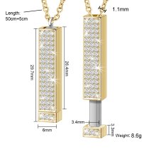 Queenberry Personalized Custom Text Laser Engraving Name Date Initial Steel Ip Gold Bar Dangle Hidden Pendant Chain Necklace Gift F/boyfriend Girlfriend Birthday Anniversary Valentines Day - 30mm