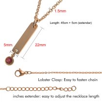Personalized Custom Text Engraved Name Date Initial Letter 14k Ip Rose Gold Stainless Steel Bar Tag Charm 12 Months Birthstone Dangle Pendant Chain Necklace 18 in + 2 in