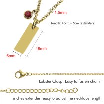 Personalized Custom Text Engraved Name Date Initial Letter 14k Ip Gold Stainless Steel Bar Tag Charm 12 Months Birthstone Dangle Pendant Chain Necklace 18 in + 2 in