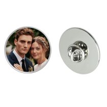 Custom Full Color Photo Charm Picture Frame Memorial Pin Tie Tack for Wedding Groom Bride/memory Funeral Mother Father Men Women- Round