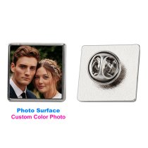 Custom Full Color Photo Charm Picture Frame Memorial Pin Tie Tack for Wedding Groom Bride/memory Funeral Mother Father Men Women- Square