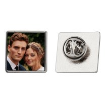 Custom Full Color Photo Charm Picture Frame Memorial Pin Tie Tack for Wedding Groom Bride/memory Funeral Mother Father Men Women- Square