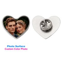 Custom Full Color Photo Charm Picture Frame Memorial Pin Tie Tack for Wedding Groom Bride/memory Funeral Mother Father Men Women- Heart