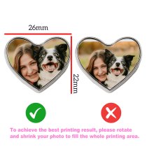 Custom Full Color Photo Charm Picture Frame Memorial Pin Tie Tack for Wedding Groom Bride/memory Funeral Mother Father Men Women- Heart