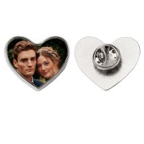 Custom Full Color Photo Charm Picture Frame Memorial Pin Tie Tack for Wedding Groom Bride/memory Funeral Mother Father Men Women- Heart