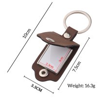 Queenberry Personalize Color Photo Printing Custom Laser Engraving Text Stainless Steel Leather Pendant Keychain Keyrings- Brown