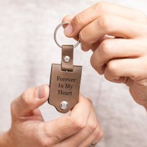 Queenberry Personalize Color Photo Printing Custom Laser Engraving Text Stainless Steel Leather Pendant Keychain Keyrings- Blue