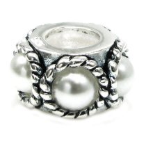 Sterling Silver Twist Rope Pearl Bead Charm Pandora Troll Biagi Chamilia