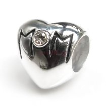 925 Sterling Silver Love Mom Heart Bead Charm For Pandora Troll Biagi Chamilia