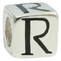 Sterling Silver Dice Cube Letter ″R″ Bead Charm for Pandora Troll Biagi Chamilia European Jewelry