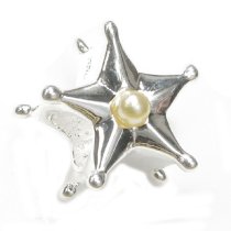 925 Sterling Silver Twrinkle Star Pearl Bead Charm For Pandora Troll Biagi Chamilia