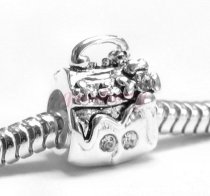 925 Sterling Silver Flower Handbag CZ Bead Charm Pandora Troll Biagi Chamilia