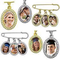 Wedding Bouquet Photo Charm Groom Boutonniere Pins For Bride Custom Pins Lapel Memorial Gifts Bridal Shower Graduation Bachelor Party Father Mother Men Women Lover