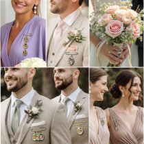 Wedding Bouquet Photo Charm Groom Boutonniere Pins For Bride Custom Pins Lapel Memorial Gifts Bridal Shower Graduation Bachelor Party Father Mother Men Women Lover