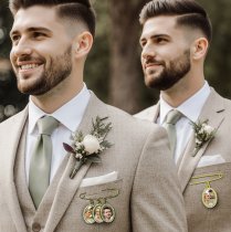 Wedding Bouquet Photo Charm Groom Boutonniere Pins For Bride Custom Pins Lapel Memorial Gifts Bridal Shower Graduation Bachelor Party Father Mother Men Women Lover