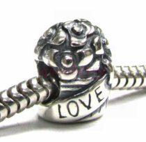 Sterling Silver Rose Love Bead Charm for Pandora Troll Chamilia Biagi