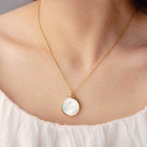 Custom Photo Locket Necklace — 14K Gold Tone Mother of Pearl Personalized Keepsake