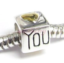 925 Sterling Silver Heart Love You Bead Charm Pandora Troll Biagi Chamilia