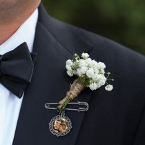 Wedding Bouquet Photo Charms Groom Boutonniere Pins For Bride Custom Pins Memorial Gifts Bridal Shower Graduation Bachelor Party Father Mother Men Women Lover (Round Filigree Gold Tone : UV Photo)