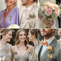 Wedding Bouquet Photo Charms Groom Boutonniere Pins For Bride Custom Pins Memorial Gifts Bridal Shower Graduation Bachelor Party Father Mother Men Women Lover (Round Filigree Gold Tone : UV Photo)