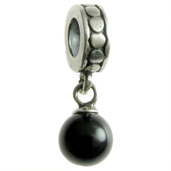 925 Sterling Silver Swarovski Crystal Mystic Black Pearl Dangle Bead Charm For Pandora Troll Biagi Chamilia
