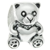 925 Sterling Silver Teddy Bear Heart Love Bead Charm for Pandora Troll Chamilia Biagi European Story Charm Bracelets
