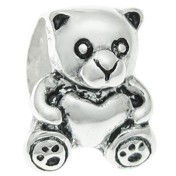 925 Sterling Silver Teddy Bear Heart Love Bead Charm for Pandora Troll Chamilia Biagi European Story Charm Bracelets