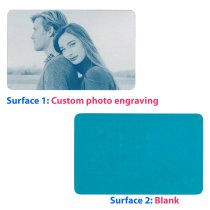 Personalized Photo on One Side Custom Engraved Aluminum Wallet Love Insert Card Blue