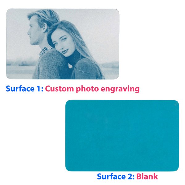 Personalized Photo on One Side Custom Engraved Aluminum Wallet Love Insert Card Blue