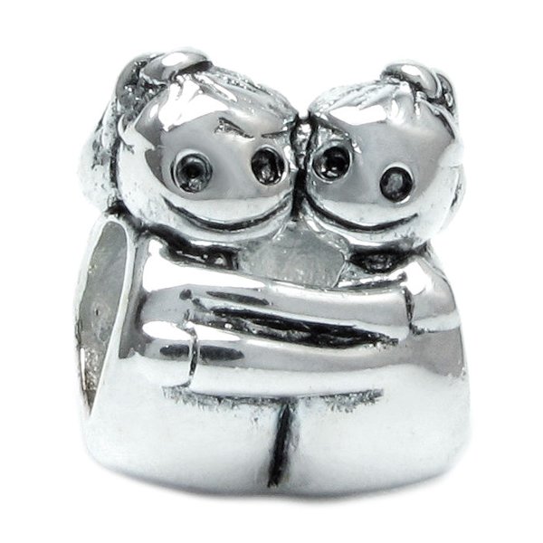 925 Sterling Silver Sister Two Little Twin Baby Girl Charm For Pandora Troll Biagi Chamilia European Story Charm Bracelets