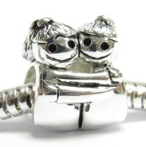925 Sterling Silver Sister Two Little Twin Baby Girl Charm For Pandora Troll Biagi Chamilia European Story Charm Bracelets