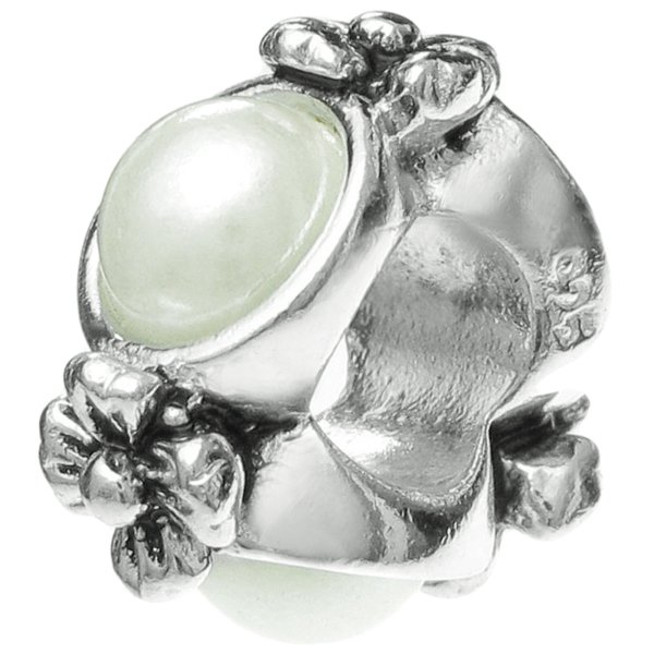 925 Sterling Silver Pearl Flower Charm For Pandora Troll Biagi Chamilia Bracelets