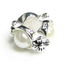 925 Sterling Silver Pearl Flower Charm For Pandora Troll Biagi Chamilia Bracelets