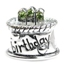 925 Sterling Silver Peridot CZ Birthday Cake Charm For Pandora Troll Biagi Chamilia August Birthstone