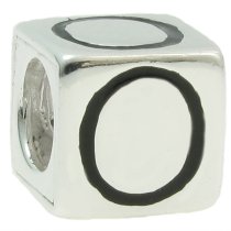 Sterling Silver Dice Cube Letter ″O″ Bead Charm for Pandora Troll Biagi Chamilia European Jewelry