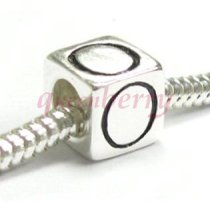 Sterling Silver Dice Cube Letter "O" Bead Charm for Pandora Troll Biagi Chamilia European Jewelry