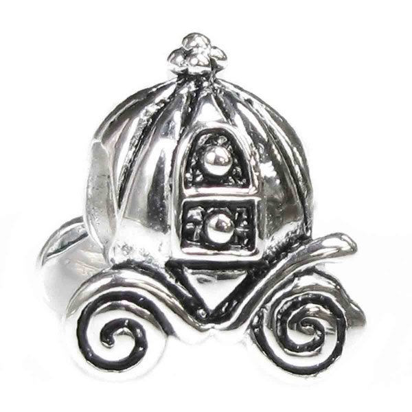 925 Sterling Silver Princess PUMPKIN CARRIAGE COACH Bead Charm Pandora Troll Biagi Chamilia