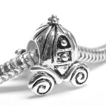 925 Sterling Silver Princess PUMPKIN CARRIAGE COACH Bead Charm Pandora Troll Biagi Chamilia