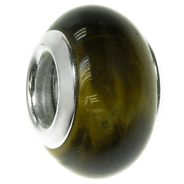 925 Sterling Silver Genuine Tiger Eye Bead Charm Pandora Troll Biagi Chamilia