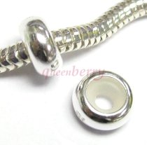 925 Sterling Silver Focal Round Stopper Spacer with Rubber Bead for Pandora