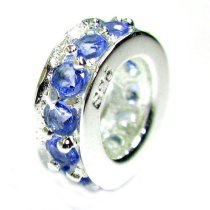 Sterling Silver Blue Glass Simulated September Birthstone European Style Bead Charm