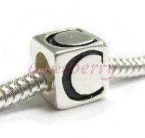 Sterling Silver Dice Cube Letter "C" Bead Charm for Pandora Troll Biagi Chamilia