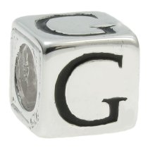 Sterling Silver Dice Cube Letter ″G″ Bead Charm for Pandora Troll Biagi Chamilia