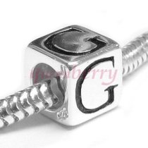 Sterling Silver Dice Cube Letter "G" Bead Charm for Pandora Troll Biagi Chamilia