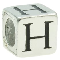 Sterling Silver Dice Cube Letter ″H″ Bead Charm for Pandora Troll Biagi Chamilia