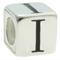 Sterling Silver Dice Cube Letter ″I″ Bead Charm for Pandora Troll Biagi Chamilia